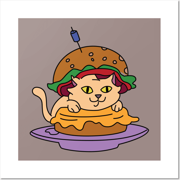 Cat Burger Wall Art by saintpetty